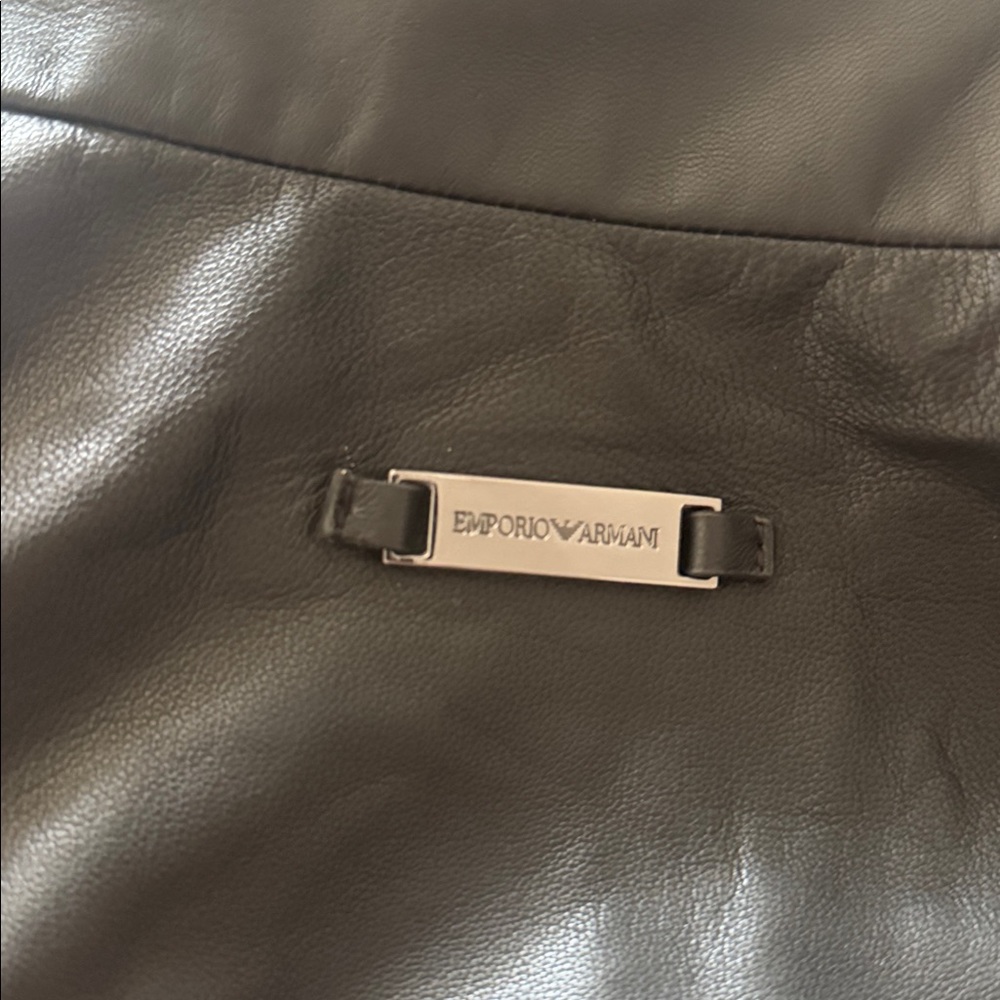 Emporio Armani Midnight Black Leather Jacket - Picture 6 of 7